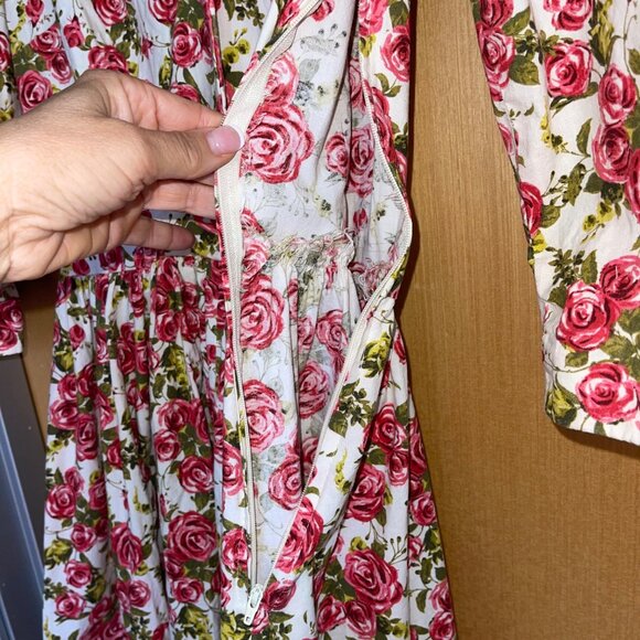 Vintage Womens Dress Size Small Multicolor Fit And Flare Floral Pure Cotton - Picture 9 of 14